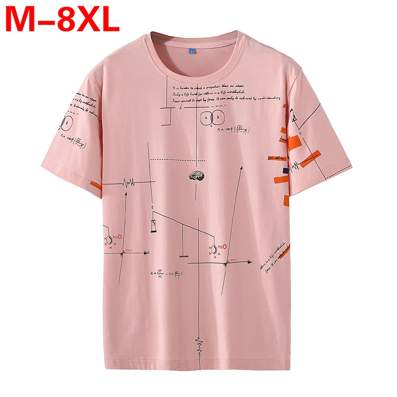 Мужские футболки большого размера 8XL 7XL 6XL 5XL модные мужские плюс с коротким