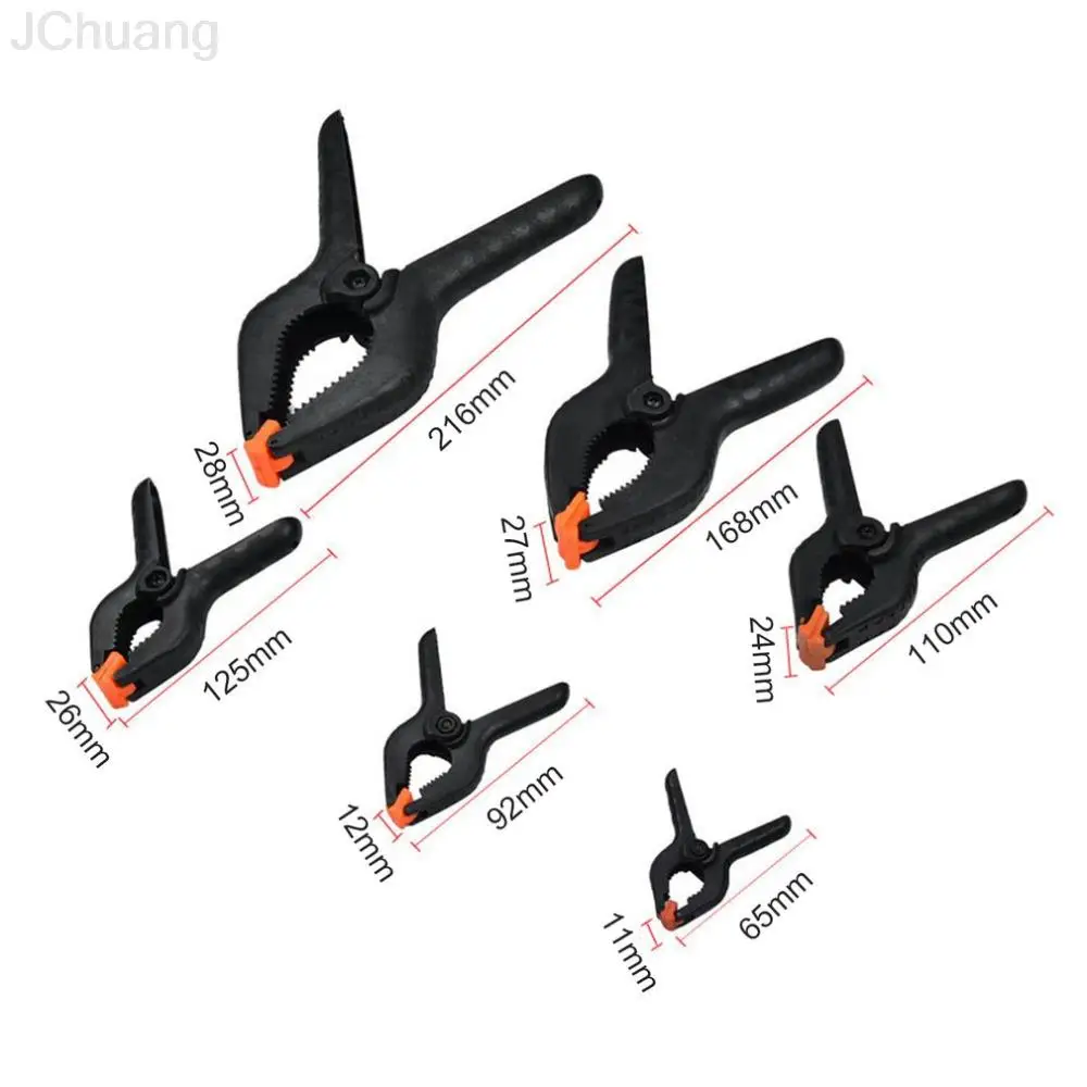 

Woodworking Spring Clamp Clip Toggle Clamps Tips 2/3/4/4.5/6/9 inch DIY Tools Plastic Nylon for Photography Photo Studio Black