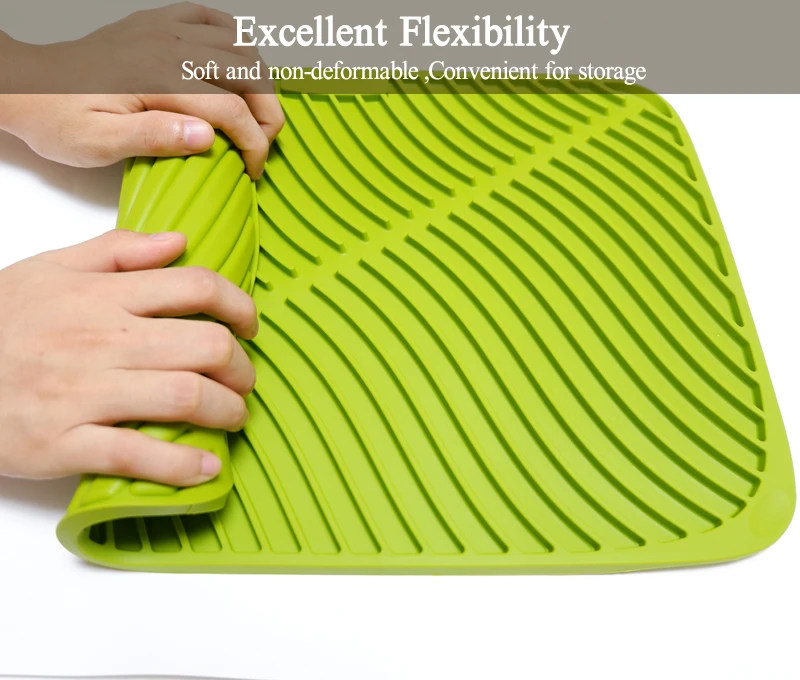 Большой силиконовый коврик для сушки кухонного стола антибактериальный слива
