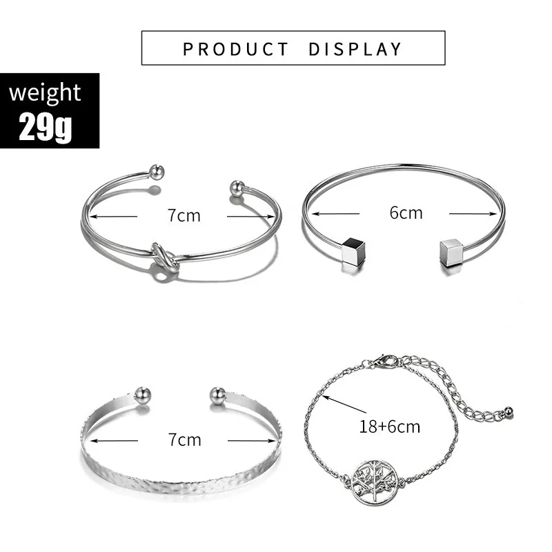 PICKYZ золотой серебряный кристалл лист Луна стрела кошка бралет набор для женщин геометрический Открытый регулируемый браслет на запястье для женщин