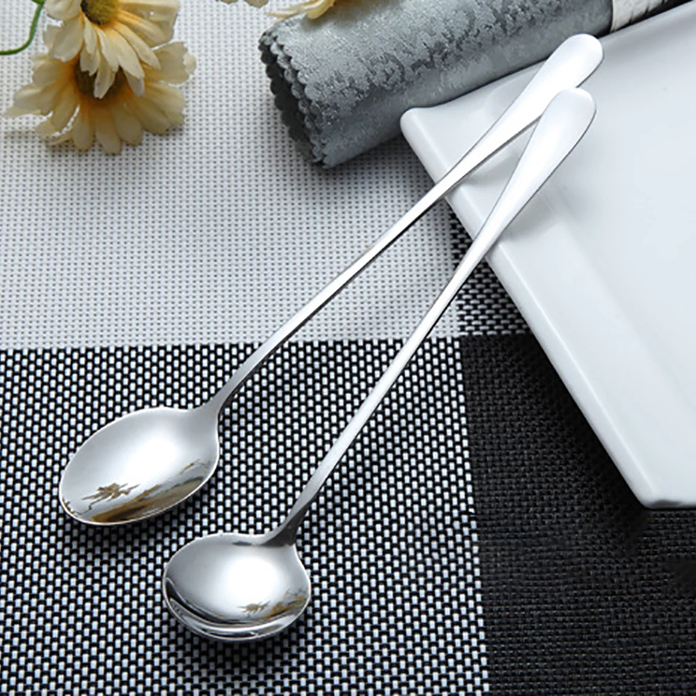 Длинная ручка из нержавеющей стали для мороженого десертный суповой кофе ложка
