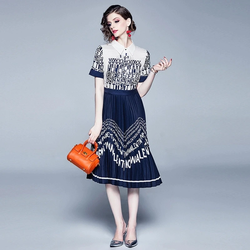 Летнее винтажное женское платье с коротким рукавом и буквенным принтом цветными