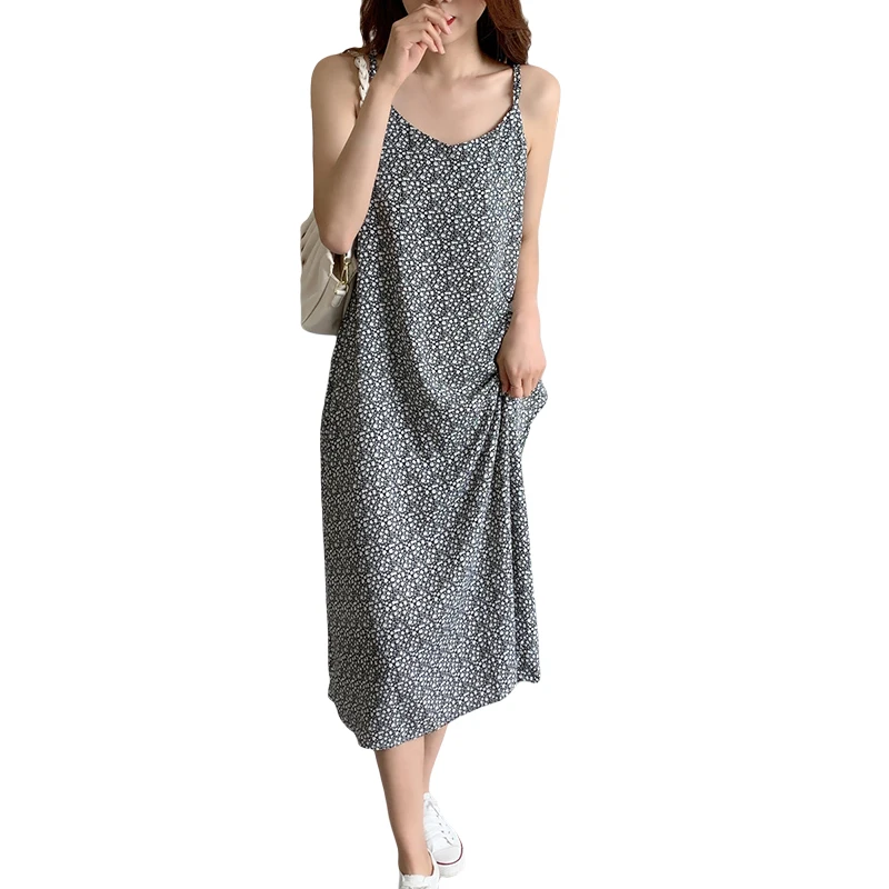 

Chiffon Floral Sling Dress Female Summer Summer 2021 Small Literary Sweet And Thin Temperament Long Skirt