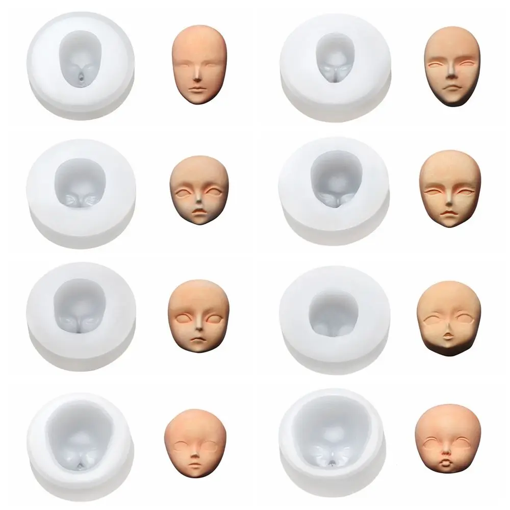Q Version 3D Facial Mould Clay Head Sculpey Baby Face Molds Silicone Doll Face Mold Fondant Accessories DIY Candy Baking Tools