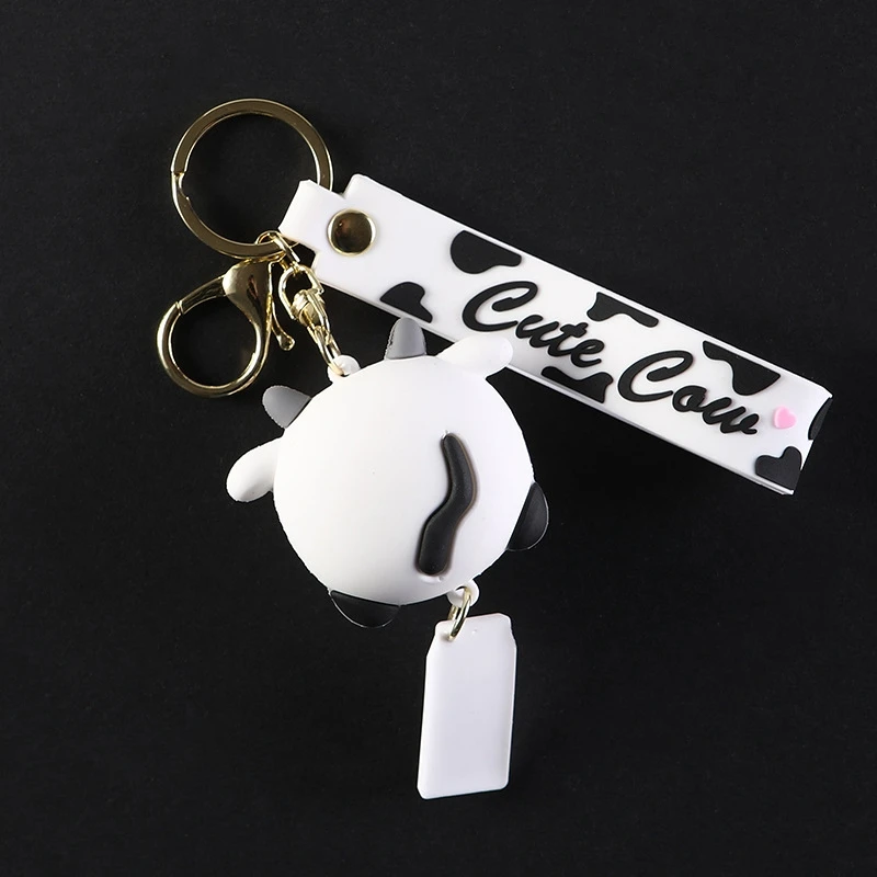 

High Quality New Creative Silicone Animal Cow Keychains Personality Cartoon Cute Car Keychain Ring Bag Pendant