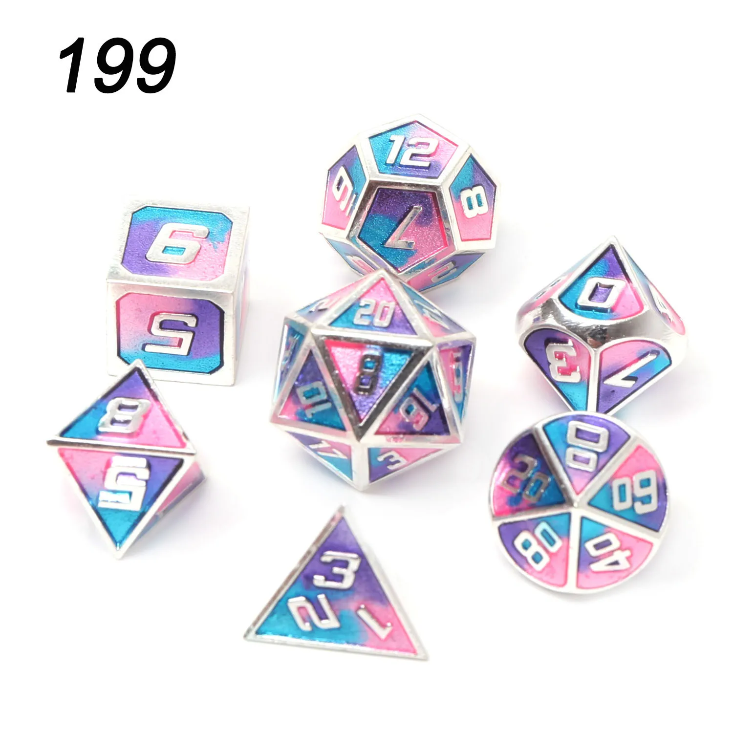 199 Chengshuo игральные кости DND Металл РГП набор многогранных подземелья и дракон черный настольные игры цинковый сплав зеленый цифровой d& d кубики шаблон d6 - Цвет: 199