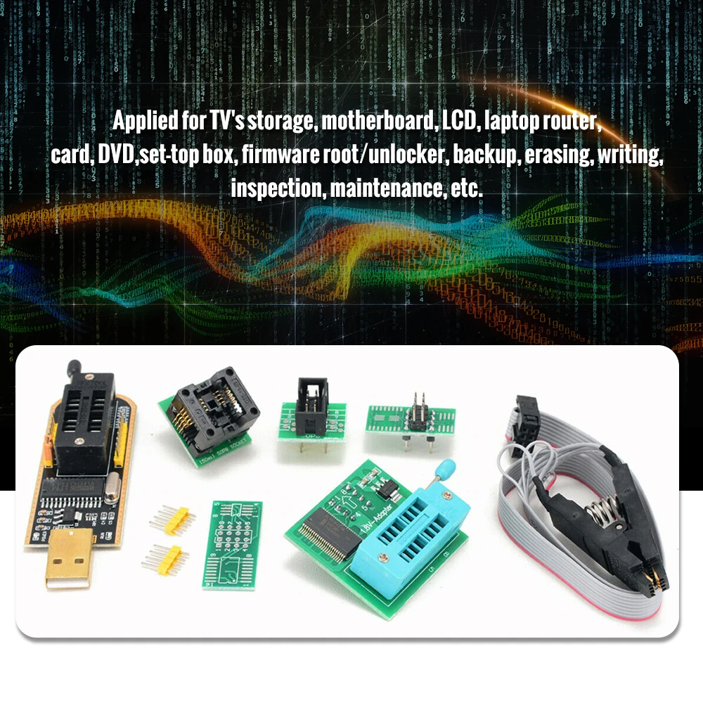 Программатор USB CH341A с зажимом SOP8 EEPROM горелка BIOS прошивка SPI набор для