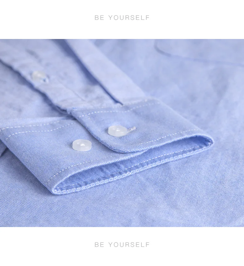 

Sleeve Mens Shirts Solid Long Oxford Dress Skin-Frinedly High Quality Male Casual Regular Slim Fit Tops Button Down Shirt