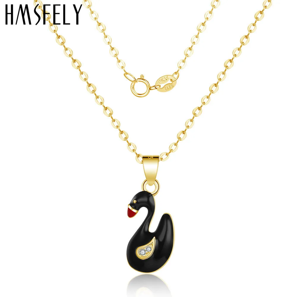 HMSFELY подвеска в виде черного лебедя из серебра 925 пробы женское ожерелье