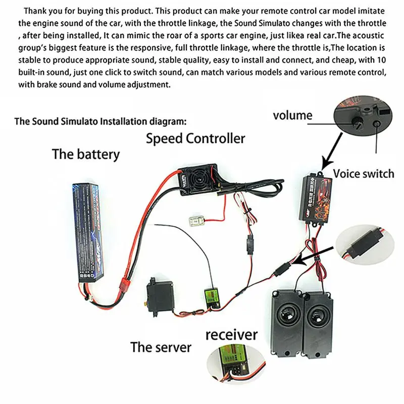 

Engine Sound Simulator Throttle Linkage Sound Group for RC Crawler Model Car