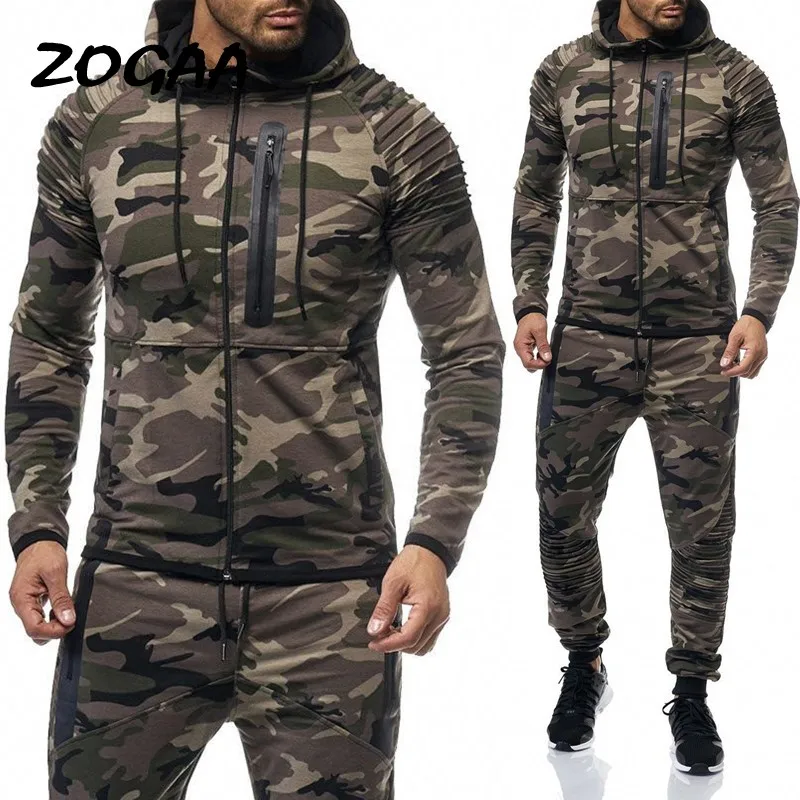 

ZOGAA Men's Camouflage Tracksuit Hoodies+Sweatpants 2 Piece Sports Suit Large Size Fashion Sportswear Suit Casual Tracksuit Men