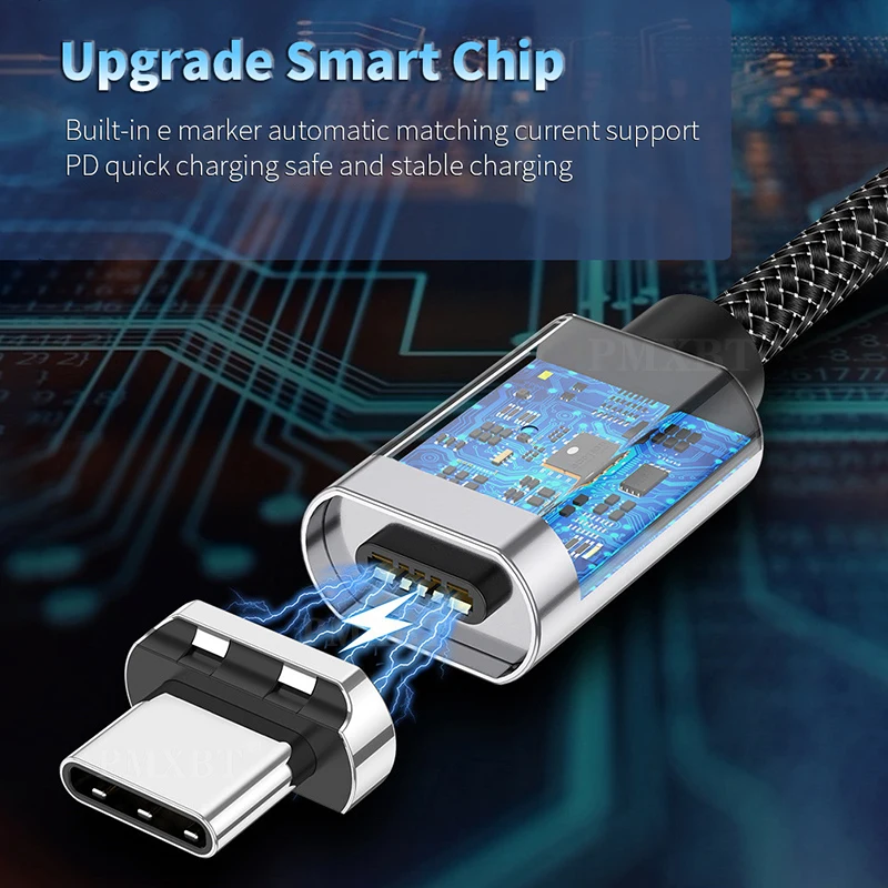 Магнитные USB кабели PMXBT кабель Type C на 5A для MacBook 100 Вт PD супербыстрая зарядка Шнур