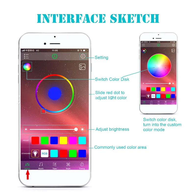 4 шт. 12 В IP68 Bluetooth приложение управления RGB Светодиодная лента под автомобиль 60 90 120