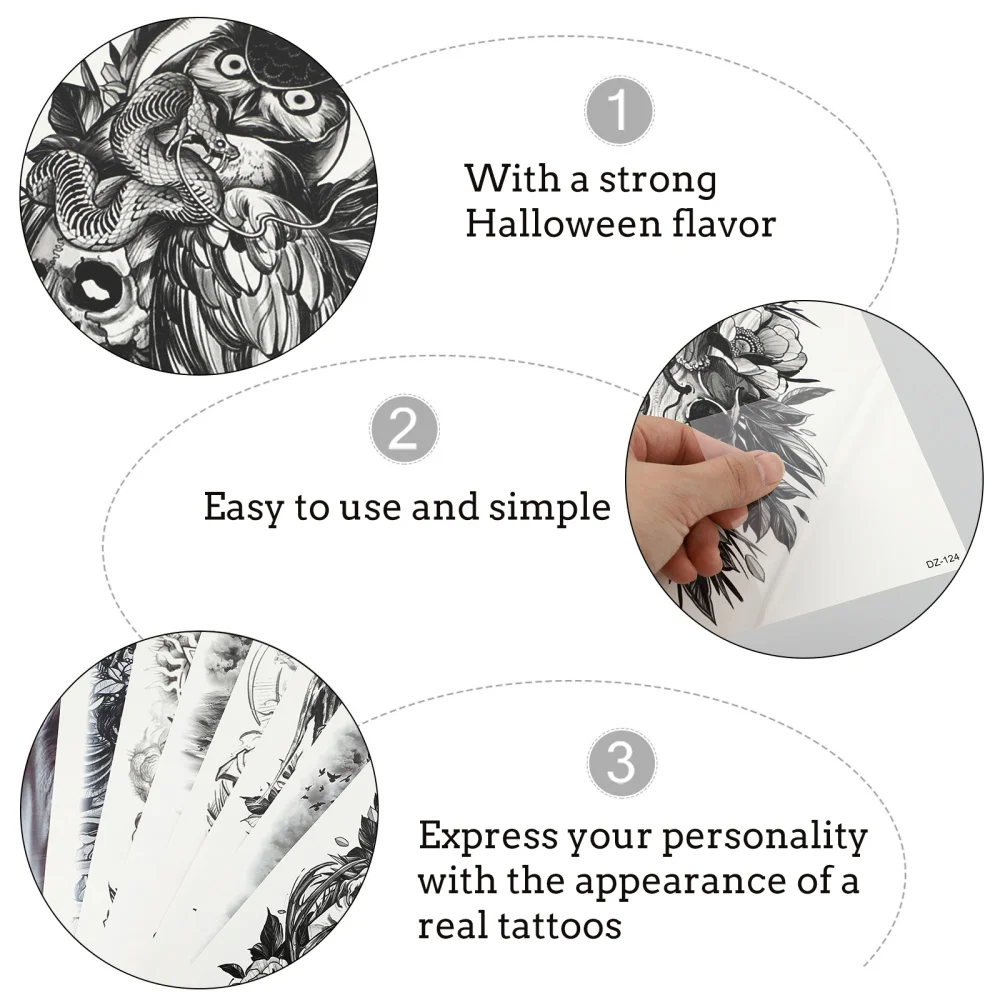 

9pcs Decorative Body Stickers Full Sleeve Tattoos Stickers Temporary Tattoos