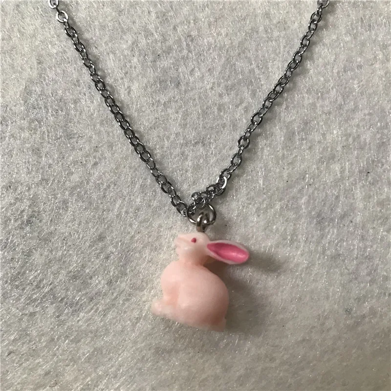 Модное кавайное ожерелье с подвеской в виде кролика и из смолы для женщин девушек