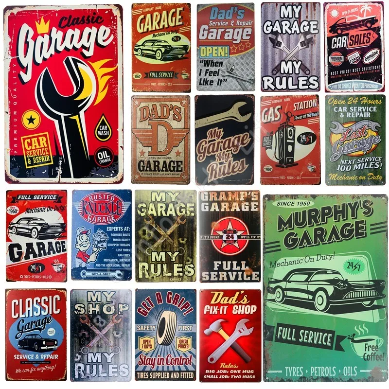 

Metal Tin Sign Plaque Vintage DAD'S GARAGE Retro Garage Car Service Repair Man Cave Home Wall Art Decor 12x16 Inches