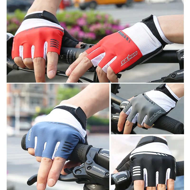 Перчатки велосипедные с полупальцами летние дышащие из силикона и геля для