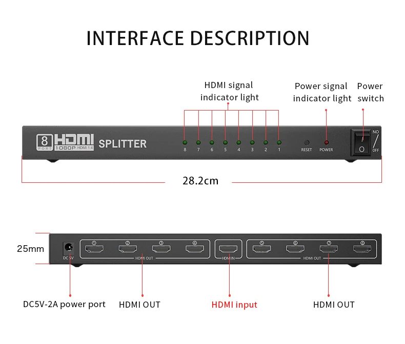 HDMI сплиттер HDCP 4K 1x2 1 в 2 out усилитель сигнала мощности 1080P 3D 1x4 аудио сплиттер HDMI конвертер 1x8 HDMI адаптер