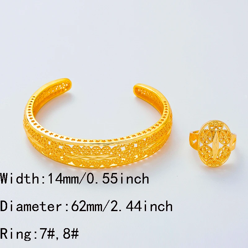 Эфиопский Африканский Дубай свадебные браслеты с кольцом золотые для женщин