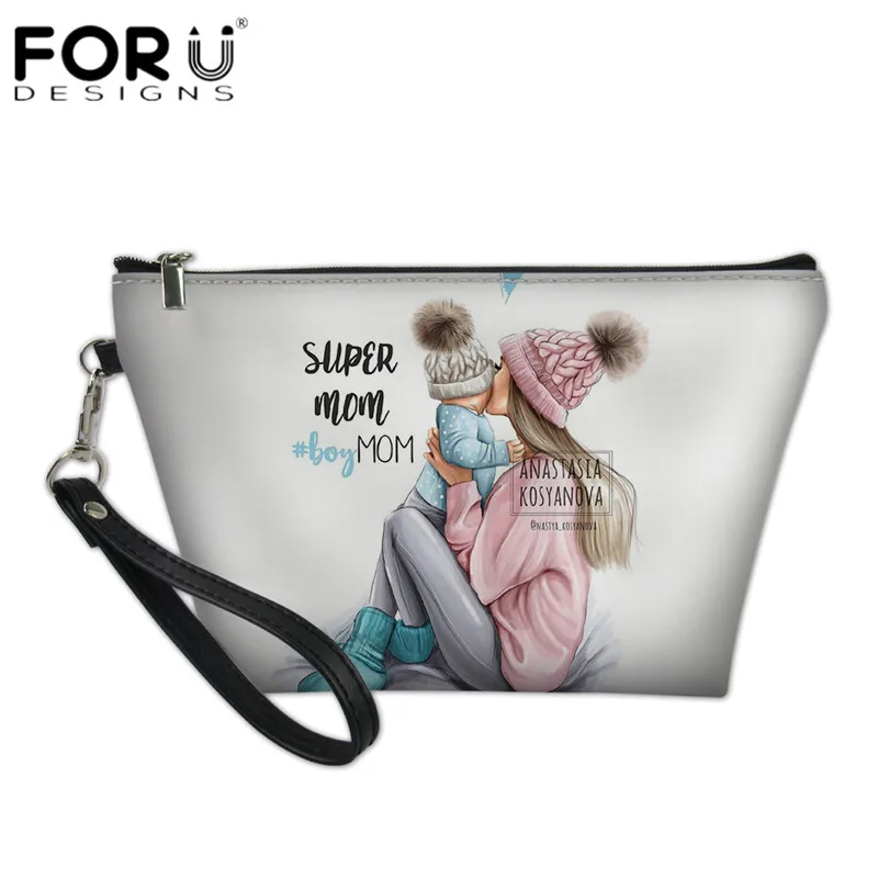 FORUDESIGNS/черные коричневые волосы для мамы и дочки, розовые косметички с принтом, кожаные женские дорожные косметички на молнии, сумка-Органайзер для ванной - Цвет: HMA483Z8