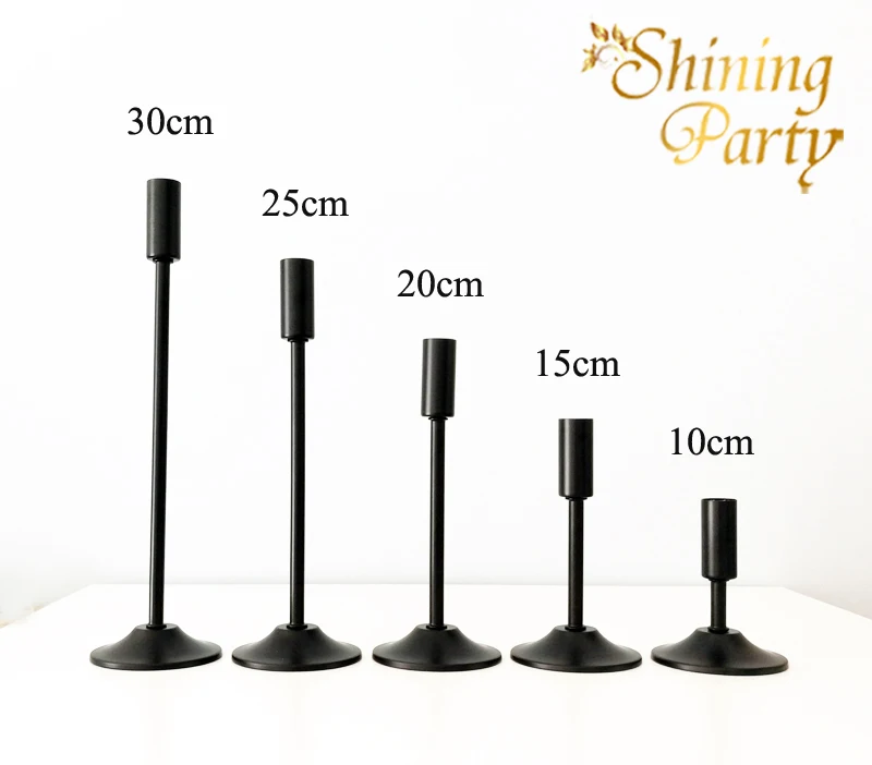 Блестящие черные металлические подсвечники вечерние Ринок свадебные