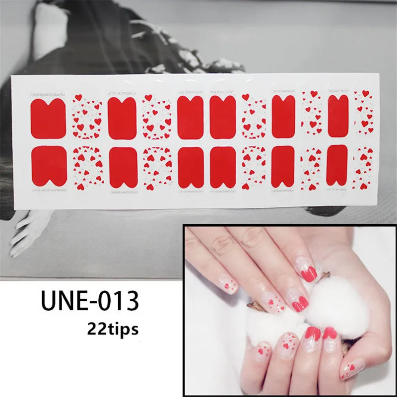 UNE013 22 Типсы/лист блестящий эффект Предварительно Разработанный дизайн ногтей стикер s водонепроницаемый нетоксичный стикер палец таблетки аксессуары маникюр - Цвет: UNE013