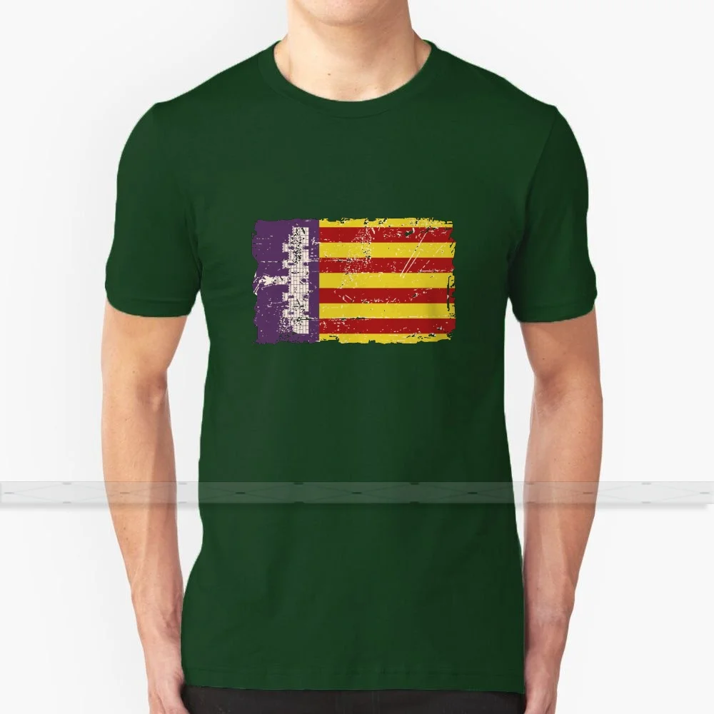 Футболка Мужская/женская с флагом Мальорки винтажный хлопковый топ