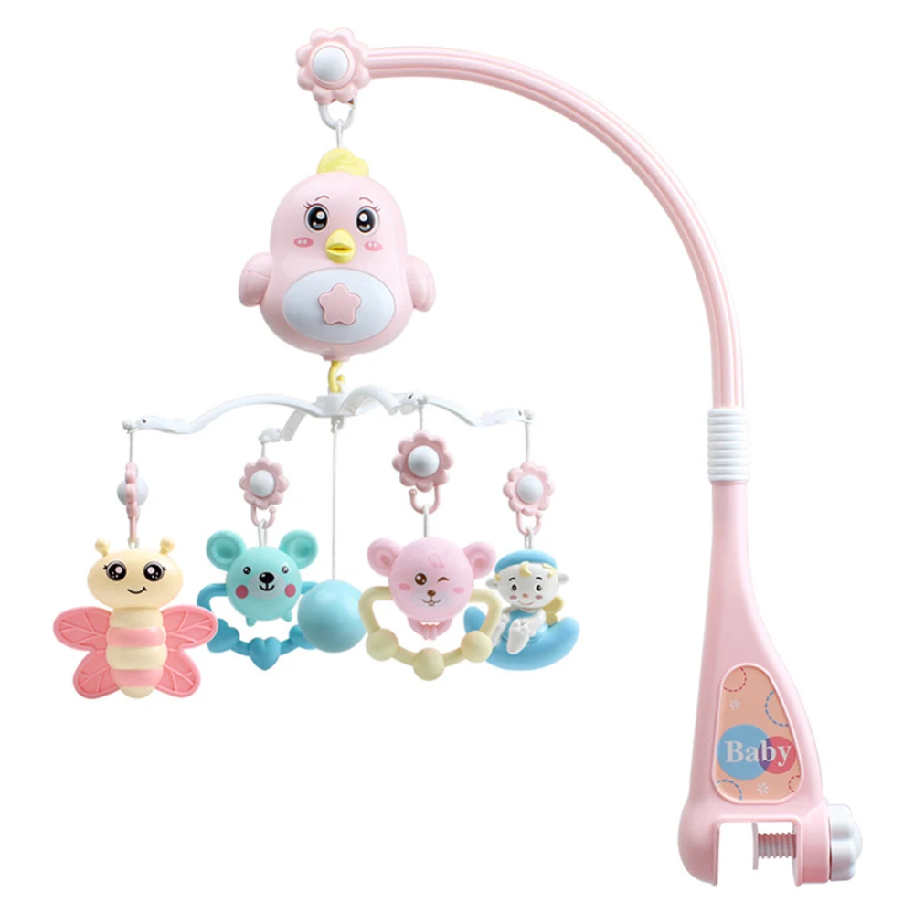 Pink Новая детская колыбель вращающийся кронштейн игрушки, погремушки для младенцев мобильный деревянный бисер ветер игрушки с колокольчиками для детской комнаты подвесная кровать украшения - Цвет: Pink