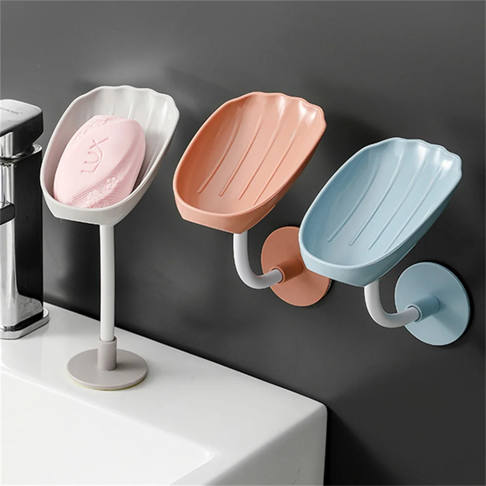 

free punching pasting Wall-mounted dual purpose Soap box Bathroom Shower Soap Holder sponge Storage Plate Tray Bathroom Supplies