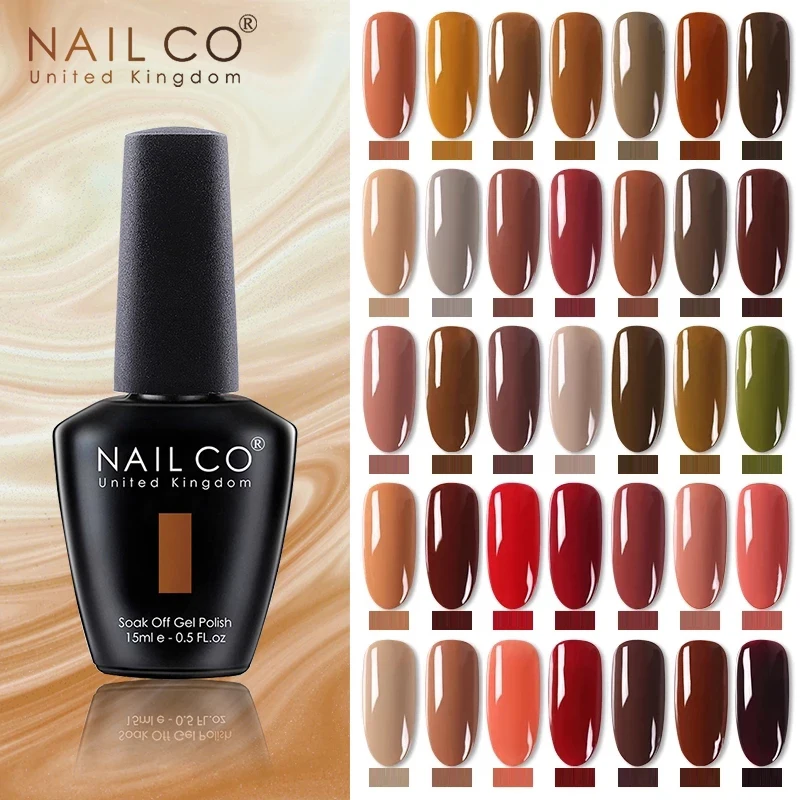 NAILCO-esmalte de uñas en Gel para manicura, Gel UV para uñas, Color marrón Chocolate, serie Vernis,
