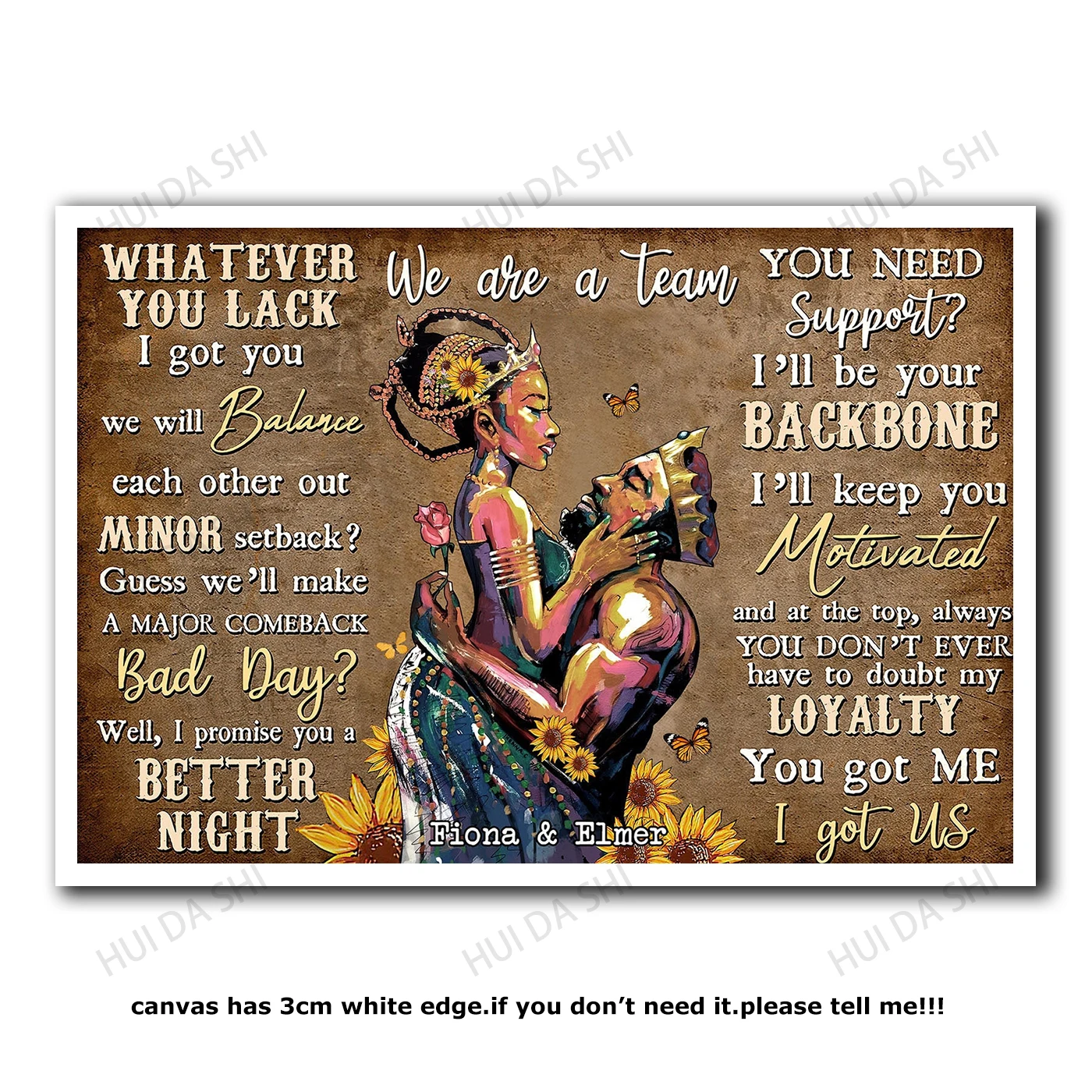 Черная парная Настенная картина мы команда черная холст Королева король