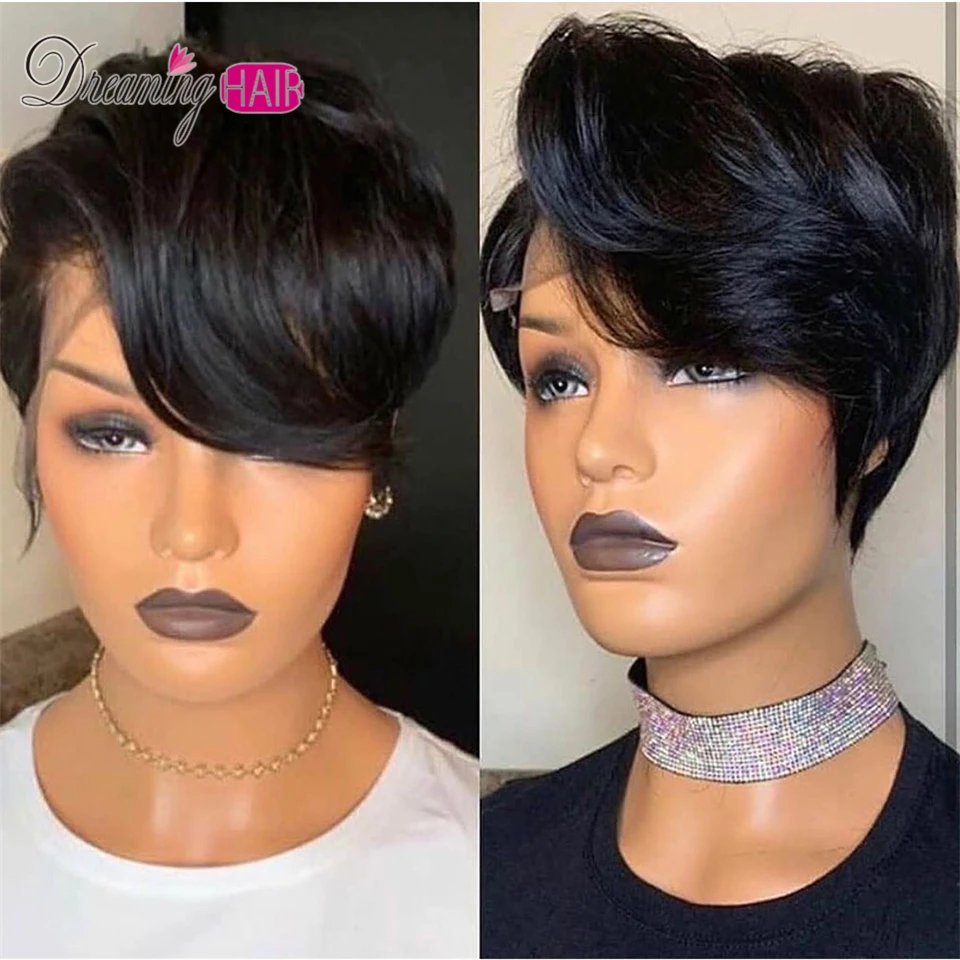 613 bob wigs 613 Pixie Cut кружевные передние короткие парики из человеческих волос с детскими волосами бразильские волосы парик швейцарские кружева отбеленные узлы парики для черных женщин - Цвет: 613 bob wigs