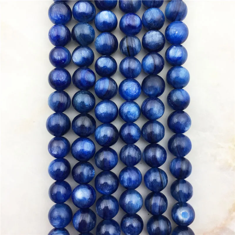 

High Quality Natural Smooth Translucent Kyanite Stone 6 8mm Round Beads Cyanite Gem For Design Bracelet Accessories Jewelry Gift