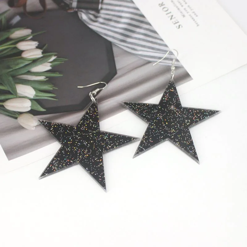 Огромные акриловые серьги-капельки в виде звезд и Луны европейском американском