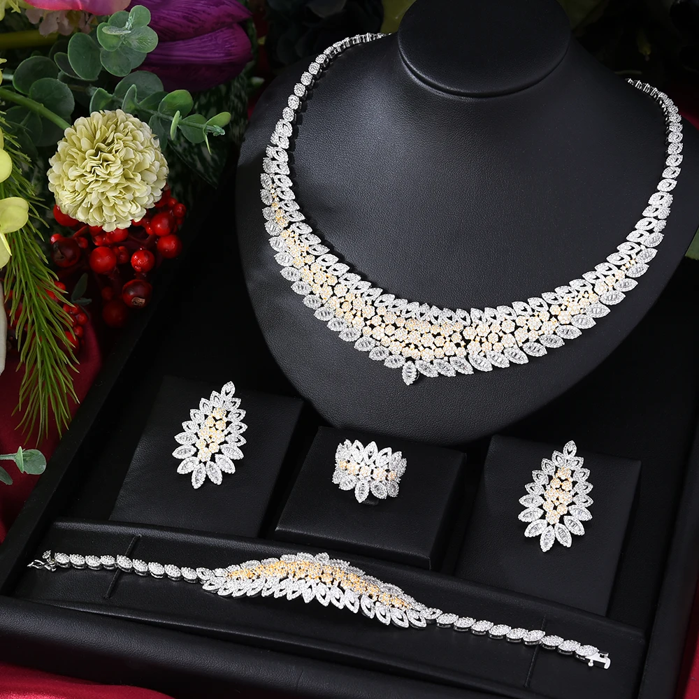 

GODKI New Trendy 4PCS Full Micro CZ Luxury African Jewelry Set For Women Wedding Party Zircon Crystal Indian Neckalce Earring