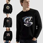 Осенний пуловер, мужская толстовка с длинным рукавом, повседневный японский самурайский узор, Черный свитшот с круглым вырезом, толстовка в стиле Харадзюку