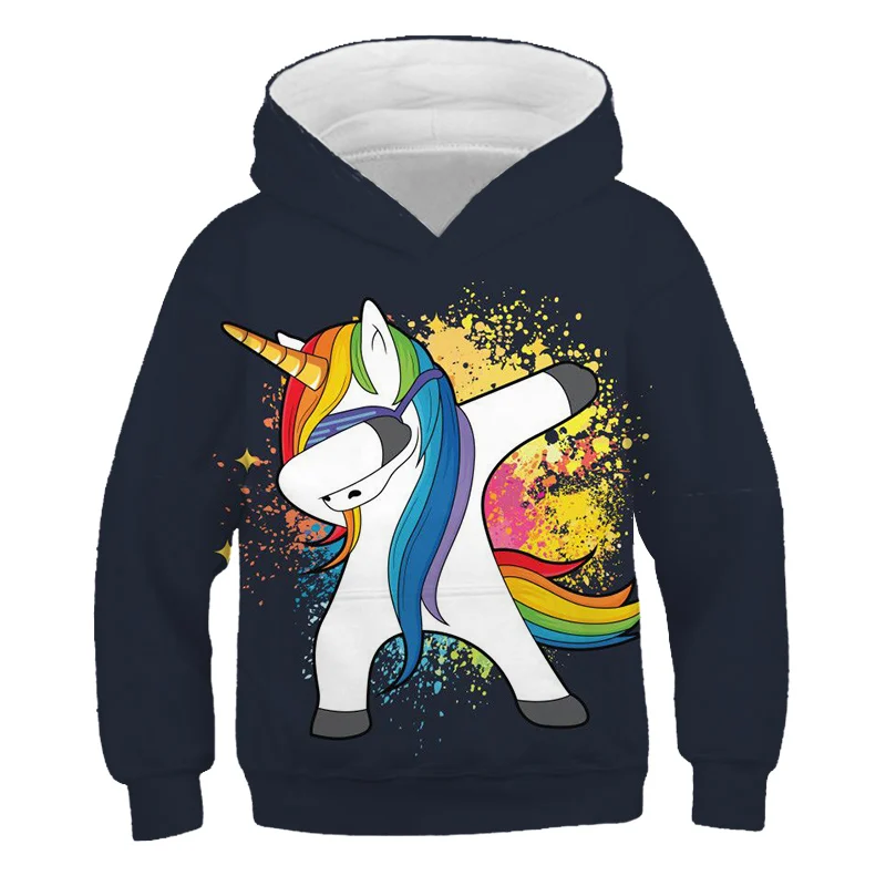 

2020 Unicorn Cartoon Kids Sweatshirts For Boys Girls Autumn Winter Teenage Hoodies Long Sleeve Hooded Kids Pullover Sportswear