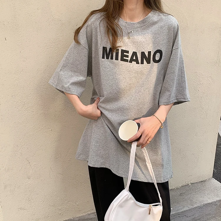 

YTX1791 women 2021 new letter printing bottoms missing simple and loose BF style popular short-sleeved T-shirt
