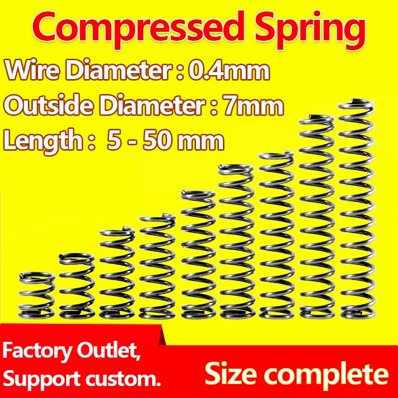 

Compressed Spring Return Spring Release Spring Pressure Spring Spot Goods Wire Diameter 0.4mm, Outer Diameter 7mm