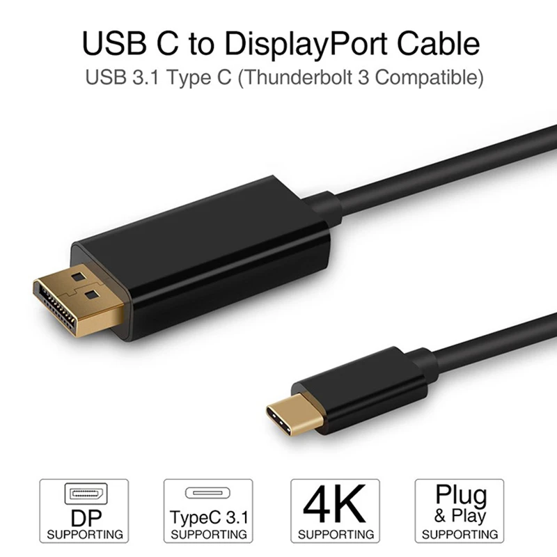 1pc Professional USB-C to DisplayPort Cable Adapter 4K 60Hz USB 3.1 Type C DP HD for Connecting Laptop Desktop | Электроника