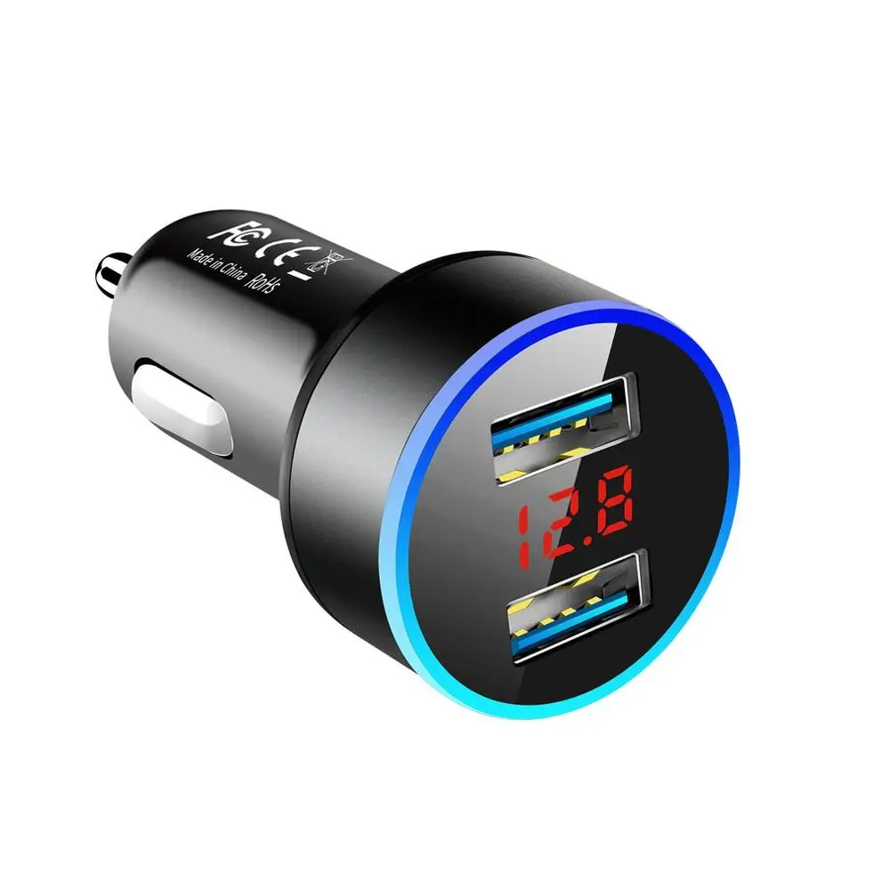 3.1A двойной USB Автомобильное зарядное устройство со светодиодный дисплей