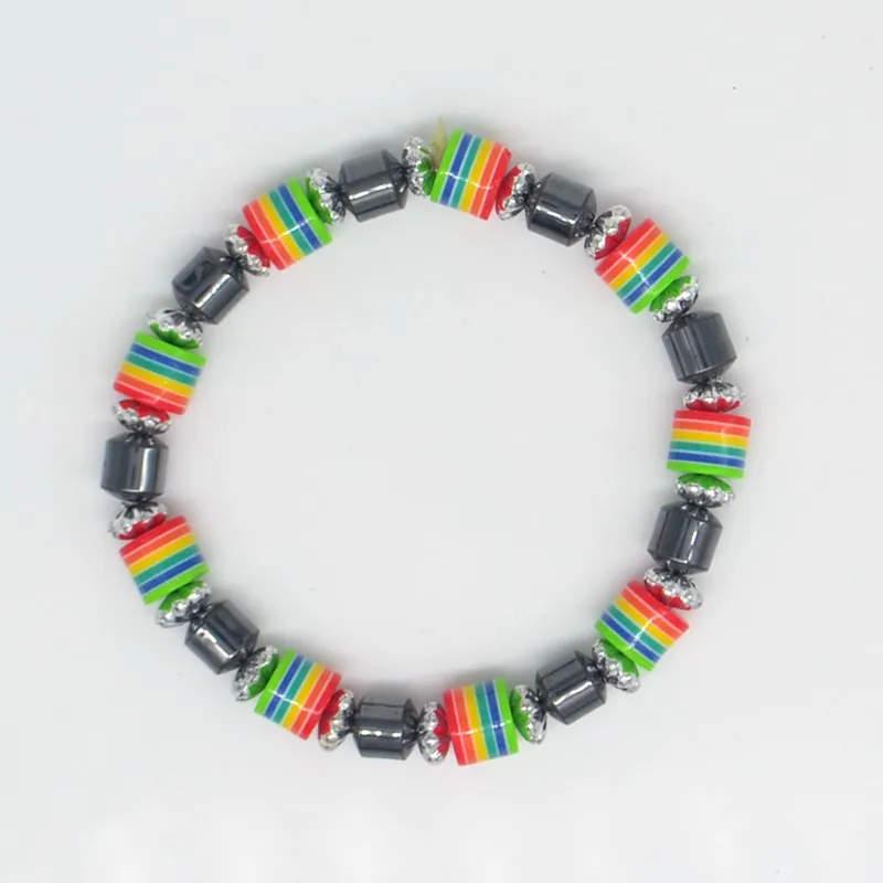 Цилиндрический Радужный разноцветный гематит 20 карамельных цветов браслет в