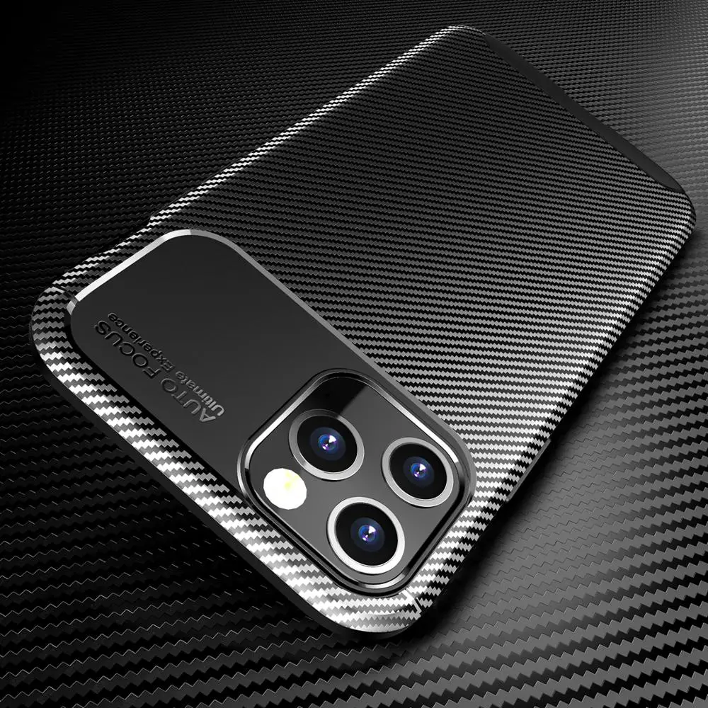 Матовый защитный чехол из углеродного волокна для Apple Iphone 12 Pro Max противоударный