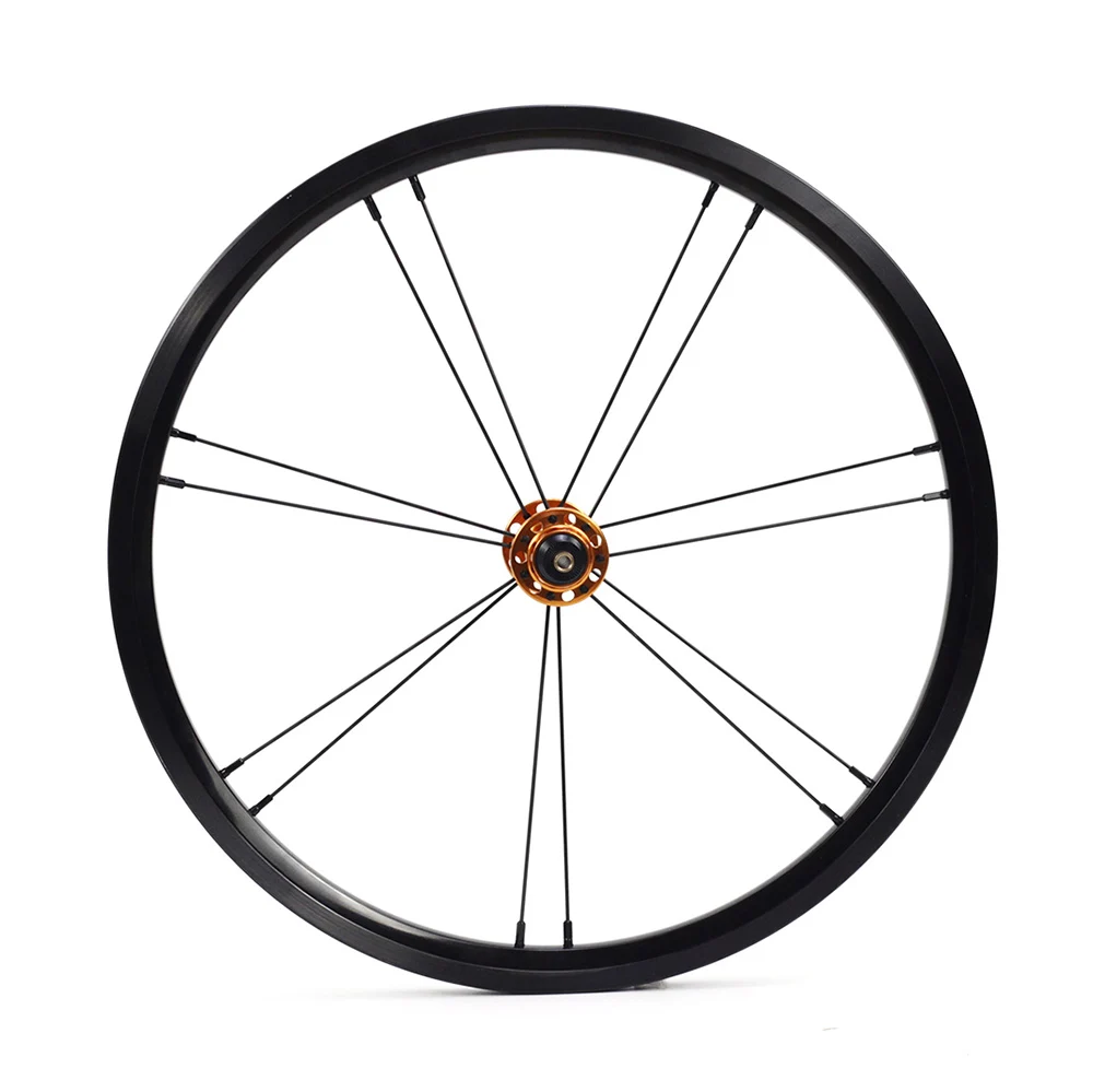 orange front 14H Silverock переднее колесо из сплава 1" 1 3/8" 349 обода тормоза 14H G2 прыгающие отверстия для Brompton 3sixty пользовательские велосипедные колеса разных цветов - Цвет: orange front 14H