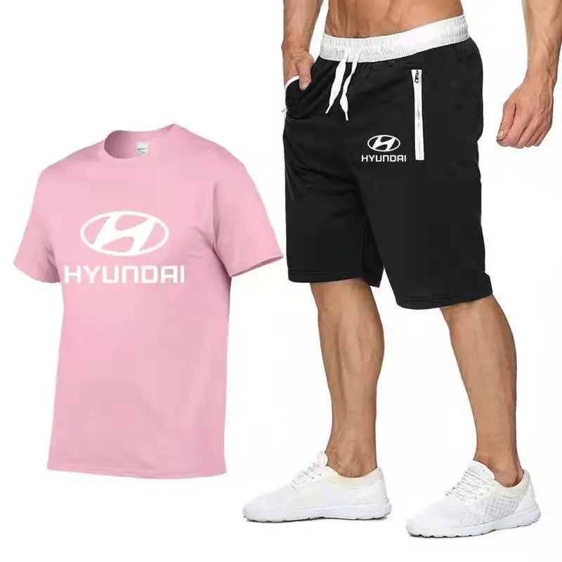 

020 New Summer men's hot new print T-shirt + Zip shorts casual suit men's sports Honda Logo casual sportswear sets