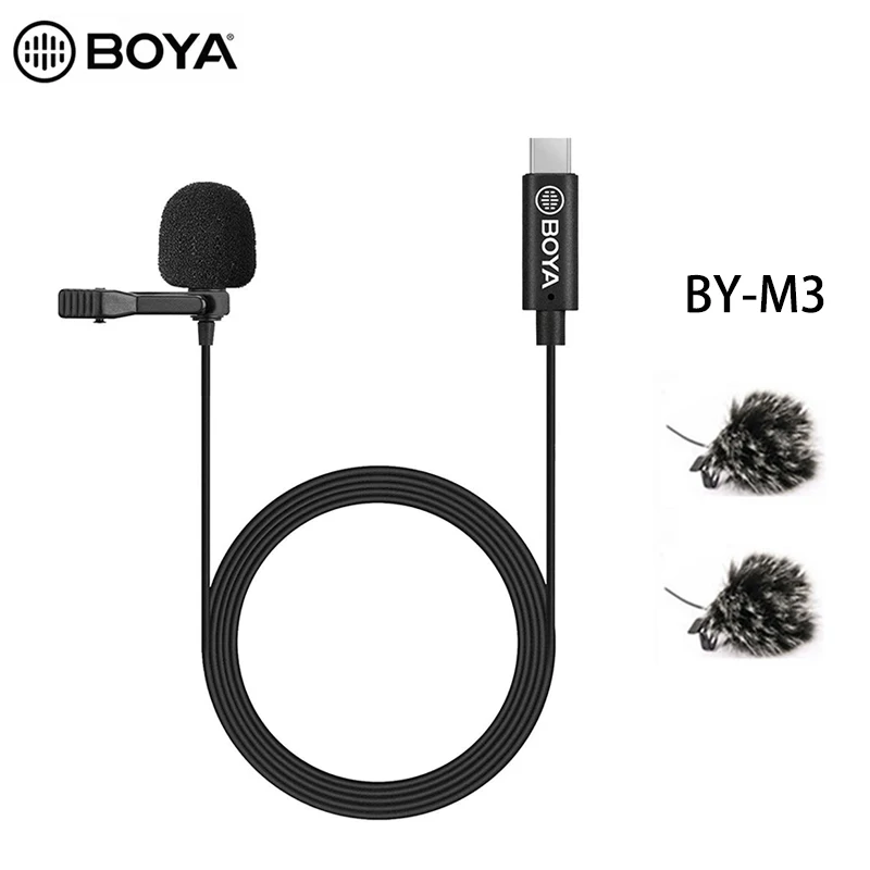 

BOYA BY-M3 Lavalier Microphone Omnidirectional Digital 6 Meter Lapel Video Mic for Android USB Type-C Smartphone iPad Pro Mac PC