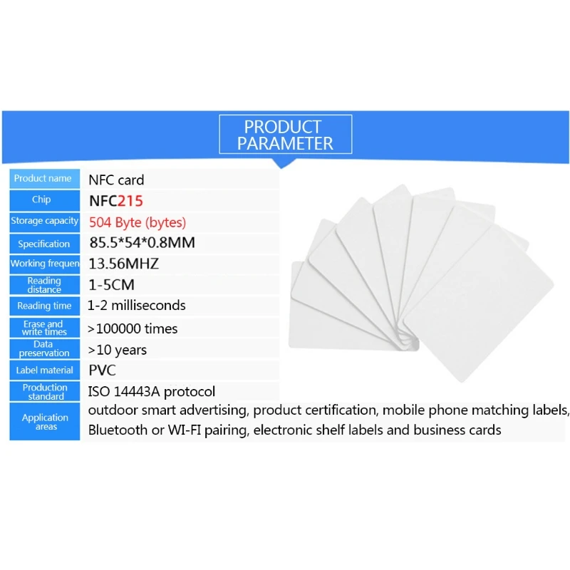 

NFC Tag 215 White Card Chip Electronic Access Control 1set of 200 Pieces