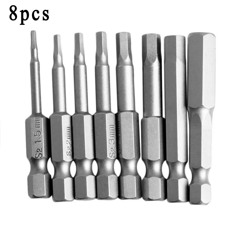 8PCS Hex Key Allen Bit Set Quick Change Connect Impact Driver Power Drill Metric  Tools Accessories Fast Shipping