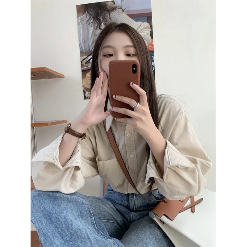 Вельветовая рубашка с длинным рукавом женская весна и осень 2021 новый дизайн