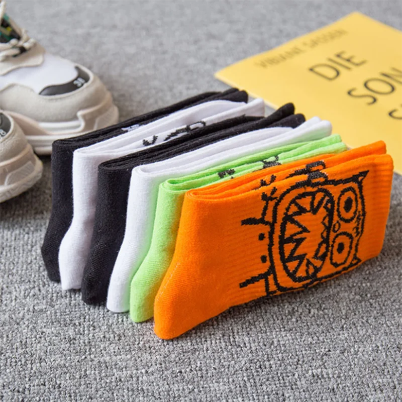 

2020 Creative Monster Pattern Unisex Crew Socks Men's Long Socks Pure Cotton Socks Street Hip Hop Funny Men's Business Socks
